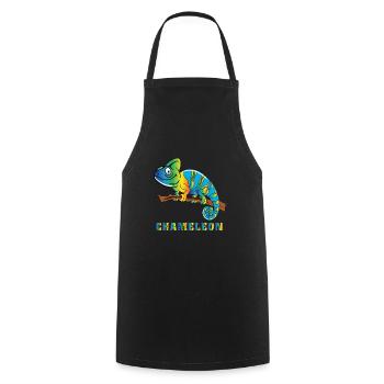 Caméléon coloré avec lettrage coloré - Tablier de cuisine - noir - Devant - AI Model Male 185 dark (185cm)