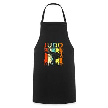 Judo - Kochschürze - Schwarz - Vorne - AI Model Male 185 dark (185cm)