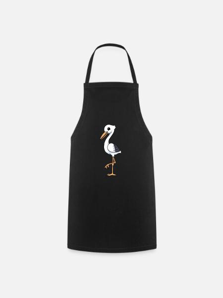 Cigogne drôle de bande dessinée - Tablier de cuisine - noir