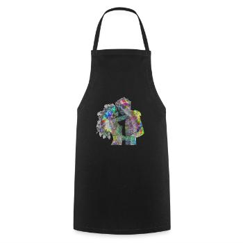 Psychedelisches Liebespaar - Kochschürze - Schwarz - Vorne - AI Model Male 185 dark (185cm)