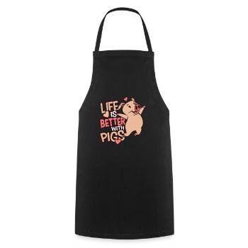 Gift for pig lovers Cute pig - Cooking Apron - black - Front - AI Model Male 185 dark (185cm)