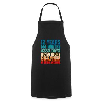 12 ans d'être génial 12e cadeau d'anniversaire 1er - Tablier de cuisine - noir - Devant - AI Model Male 185 dark (185cm)