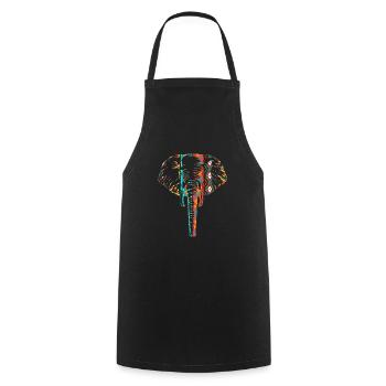 Africa Elephant Head front - Cooking Apron - black - Front - AI Model Male 185 dark (185cm)