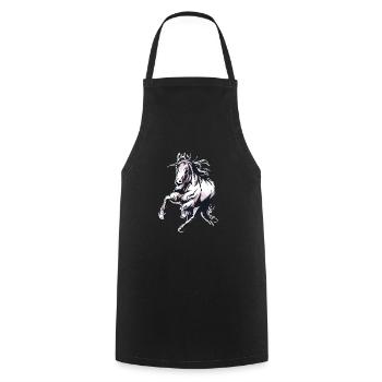 Great horse rides wild horse in watercolor style - Cooking Apron - black - Front - AI Model Male 185 dark (185cm)