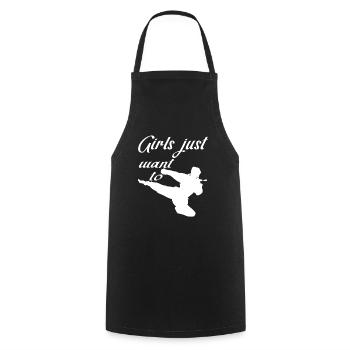 Girls Fight Martial Arts Women Girls Karate MMA - Cooking Apron - black - Front - AI Model Male 185 dark (185cm)