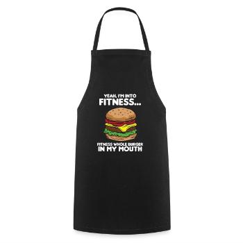 FITNESS FAST-FOOD Humour drôle - Tablier de cuisine - noir - Devant - AI Model Male 185 dark (185cm)