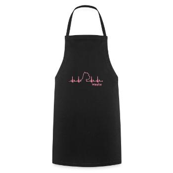 Westie HeartBeat - Cooking Apron - black - Front - AI Model Male 185 dark (185cm)