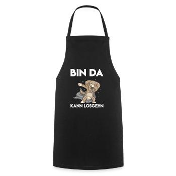 Bin da kann losgehen Spruch Bin da kann losgehn - Kochschürze - Schwarz - Vorne - AI Model Male 185 dark (185cm)