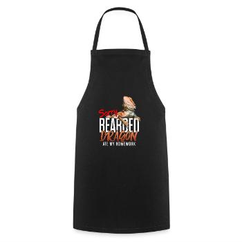 Dragon barbu a mangé mes devoirs - Tablier de cuisine - noir - Devant - AI Model Male 185 dark (185cm)