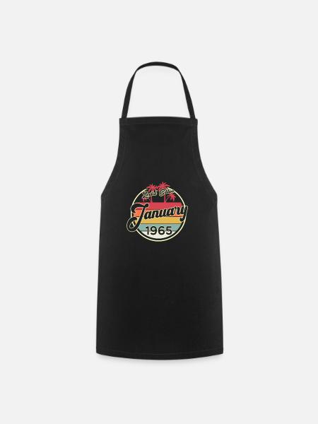 Vintage 80s January 1965 55th Birthday Gift Idea - Cooking Apron - black