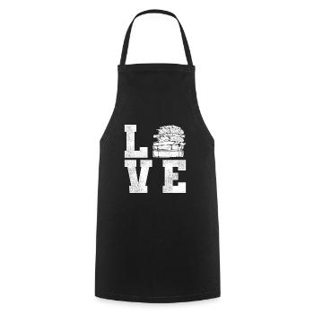 Livre amour passe-temps - Tablier de cuisine - noir - Devant - AI Model Male 185 dark (185cm)