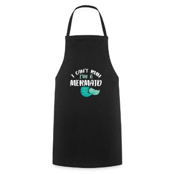Je ne peux pas courir, je suis une sirène Mermaid Beach Fin - Tablier de cuisine - noir - Devant - AI Model Male 185 dark (185cm)