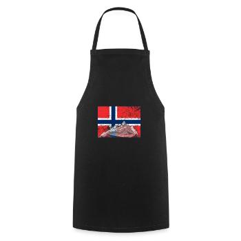 Vintage Norwegen Flagge Angeln Geschenk - Kochschürze - Schwarz - Vorne - AI Model Male 185 dark (185cm)