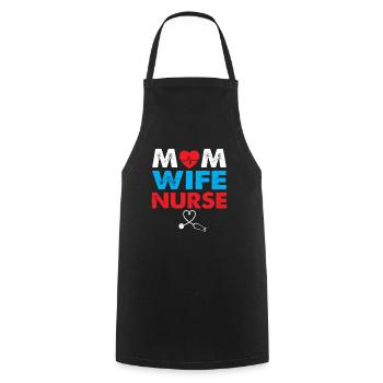 Mom wife nurse - Kochschürze - Schwarz - Vorne - AI Model Male 185 dark (185cm)