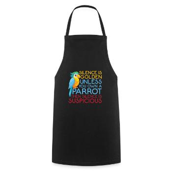 Funny parrot graphic silence is gold bird - Cooking Apron - black - Front - AI Model Male 185 dark (185cm)
