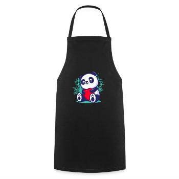 cute panda heart kawaii romantic valentine day - Cooking Apron - black - Front - AI Model Male 185 dark (185cm)