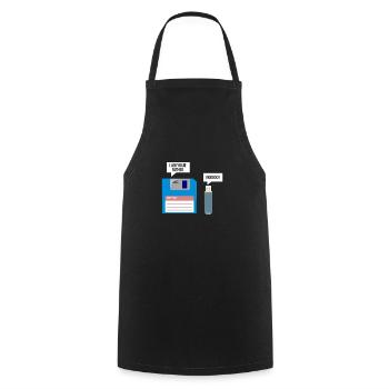 Floppy disk and USB - Cooking Apron - black - Front - AI Model Male 185 dark (185cm)