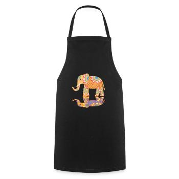 Éléphant indien animal sauvage Safari coloré - Tablier de cuisine - noir - Devant - AI Model Male 185 dark (185cm)