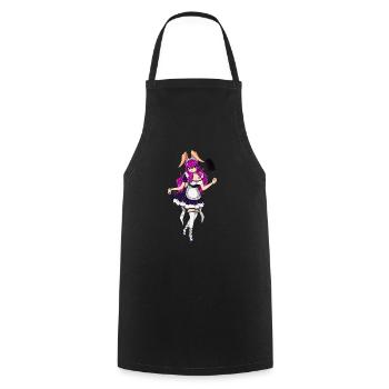 French Housemaid Cosplay Costume Ageplay - Cooking Apron - black - Front - AI Model Male 185 dark (185cm)