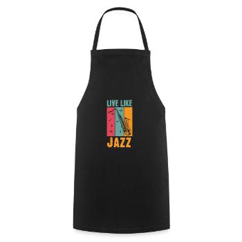 Cool Vintage Jazz Sax Live Like Jazz Jazz cadeau - Tablier de cuisine - noir - Devant - AI Model Male 185 dark (185cm)