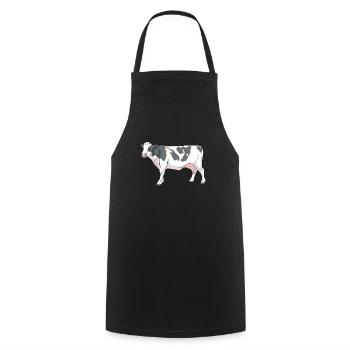 Cartoon cow with spots - Cooking Apron - black - Front - AI Model Male 185 dark (185cm)
