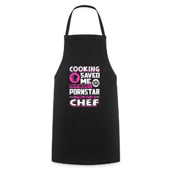 Chef, je suis juste un chef - Tablier de cuisine - noir - Devant - AI Model Male 185 dark (185cm)
