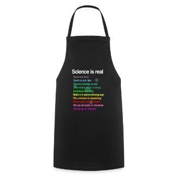 La science est réelle - la science est vraie! cadeau - Tablier de cuisine - noir - Devant - AI Model Male 185 dark (185cm)