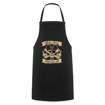 All For Rum and Rum For All pirate fan shirt - Cooking Apron - black - Front - AI Model Male 185 dark (185cm)
