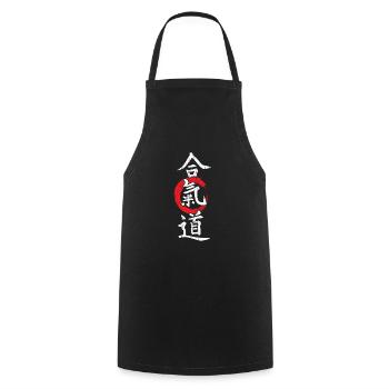 Aikido Symbols - Aikido Japanese Martial Arts - Cooking Apron - black - Front - AI Model Male 185 dark (185cm)
