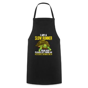 I Am a Slow Runner Funny Turtle Running Joke - Cooking Apron - black - Front - AI Model Male 185 dark (185cm)