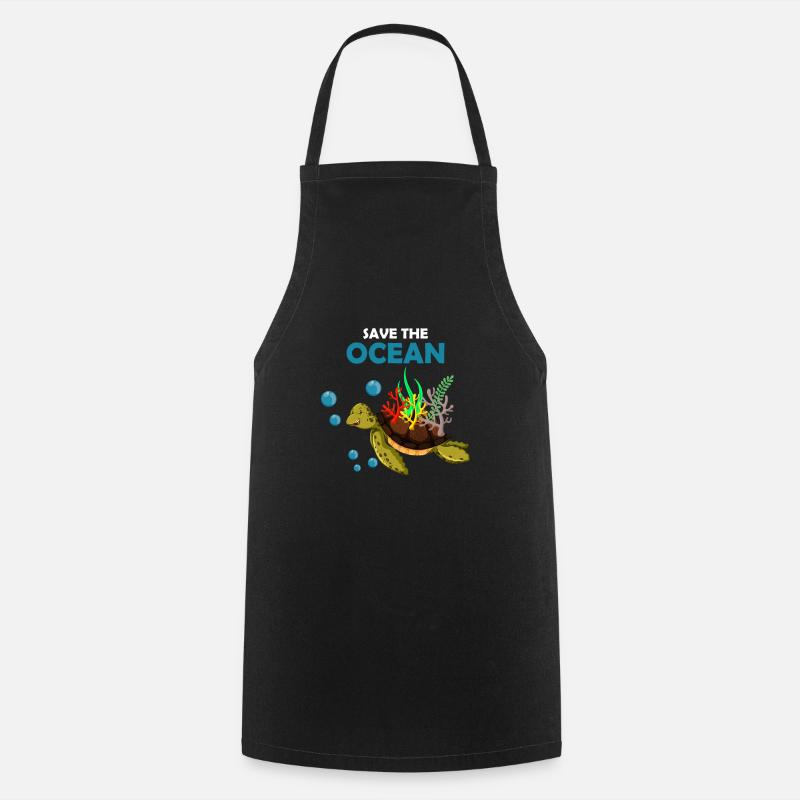 Turtle climate change - Cooking Apron - black
