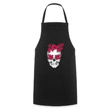 Mexikanisch Totenkopf Blume Florist Cinco de Mayo - Kochschürze - Schwarz - Vorne - AI Model Male 185 dark (185cm)