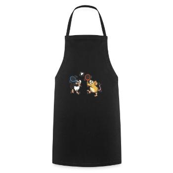Hedgehog Badminton Humor Cartoon Comic Kids - Cooking Apron - black - Front - AI Model Male 185 dark (185cm)