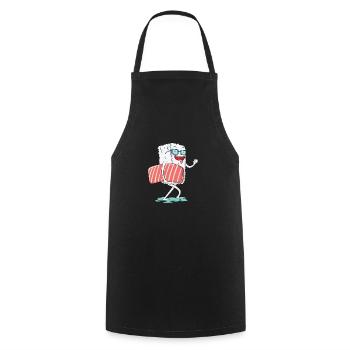 Riz à sushi au saumon nigiri - Tablier de cuisine - noir - Devant - AI Model Male 185 dark (185cm)