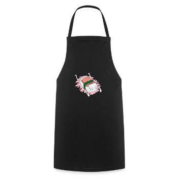 Sushi rice with salmon - Cooking Apron - black - Front - AI Model Male 185 dark (185cm)