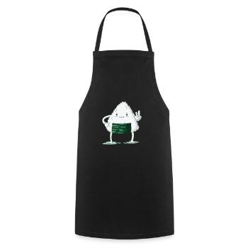 Onigiri zeigt Peace Zeichen - Kochschürze - Schwarz - Vorne - AI Model Male 185 dark (185cm)