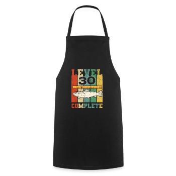 Pêcheur Anniversaire Niveau 30 Complete Truite Pêche - Tablier de cuisine - noir - Devant - AI Model Male 185 dark (185cm)
