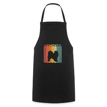 Retro Samoyed Dog Dog Lover Gift Idea - Cooking Apron - black - Front - AI Model Male 185 dark (185cm)