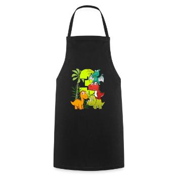 3 year old birthday boy three 3rd Dino T-Rex - Cooking Apron - black - Front - AI Model Male 185 dark (185cm)