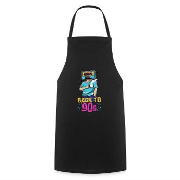 Retro cassette homme - Back in the 90s - Tablier de cuisine - noir - Devant - AI Model Male 185 dark (185cm)