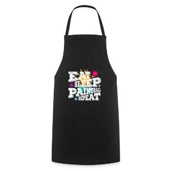 Eat Sleep Paintball Repeat - Cooking Apron - black - Front - AI Model Male 185 dark (185cm)