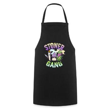 Stoner Gang joint grass flowering magic mushroom stoner - Cooking Apron - black - Front - AI Model Male 185 dark (185cm)
