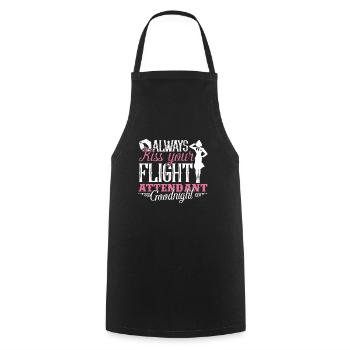 Flight Attendant Kiss Your Flight Attendant - Cooking Apron - black - Front - AI Model Male 185 dark (185cm)