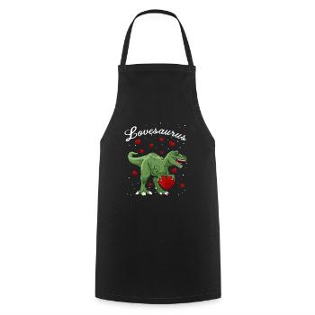 lovesaurus dinosaure saint valentin - Tablier de cuisine - noir - Devant - AI Model Male 185 dark (185cm)