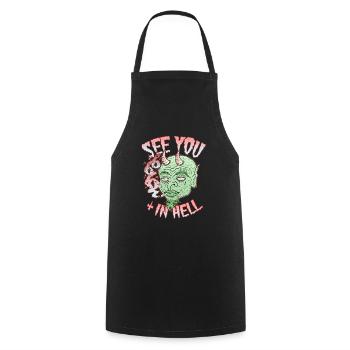 Demon Hell Joint Grass Smoking Funny Stoner Satan - Cooking Apron - black - Front - AI Model Male 185 dark (185cm)