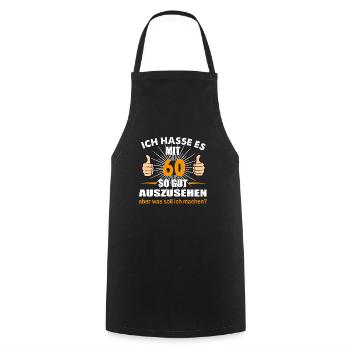 60. Geburtstag Geschenkidee 60 Jahre - Kochschürze - Schwarz - Vorne - AI Model Male 185 dark (185cm)