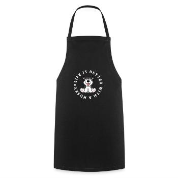 Husky sled dogs - Cooking Apron - black - Front - AI Model Male 185 dark (185cm)