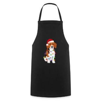 Beagle dog Christmas fairy lights - Cooking Apron - black - Front - AI Model Male 185 dark (185cm)