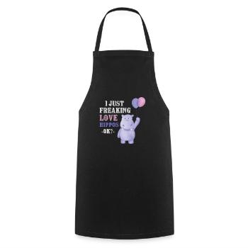 Hippo Hippo Idée cadeau - Tablier de cuisine - noir - Devant - AI Model Male 185 dark (185cm)