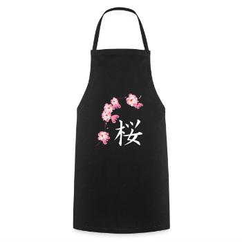 Sakura Fest Cherry Blossoms Cherry Blossoms Japanese - Cooking Apron - black - Front - AI Model Male 185 dark (185cm)